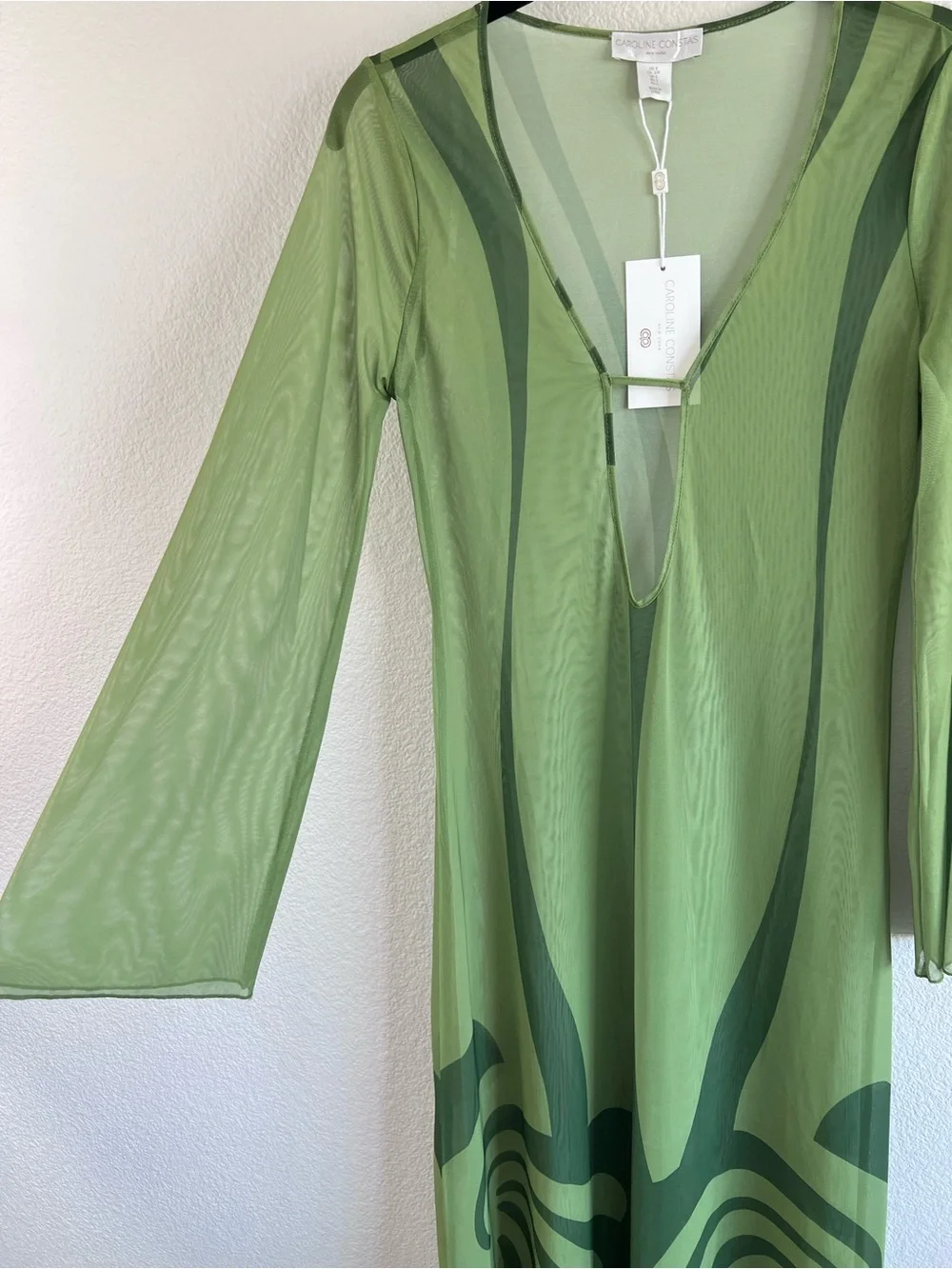 NWT Caroline Constas Women's Swimsuit Coverup Sheer Maxi Dress Resortwear Almafi